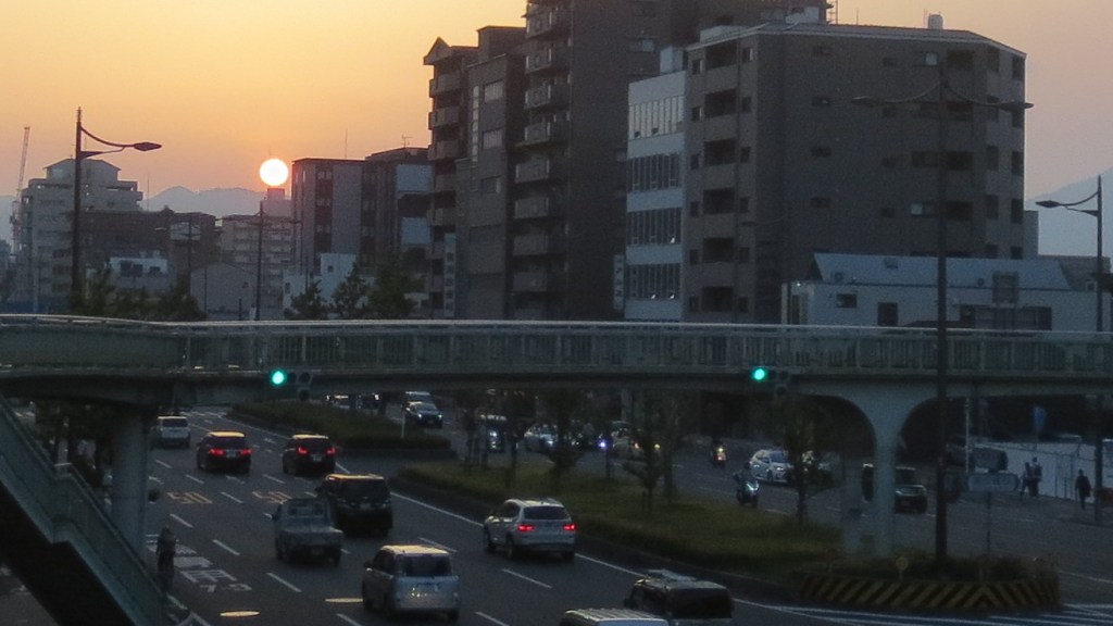 夕焼け 堀川五条 歩道橋